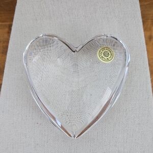 Val St Lambert Crystal Puffy Heart Paperweight